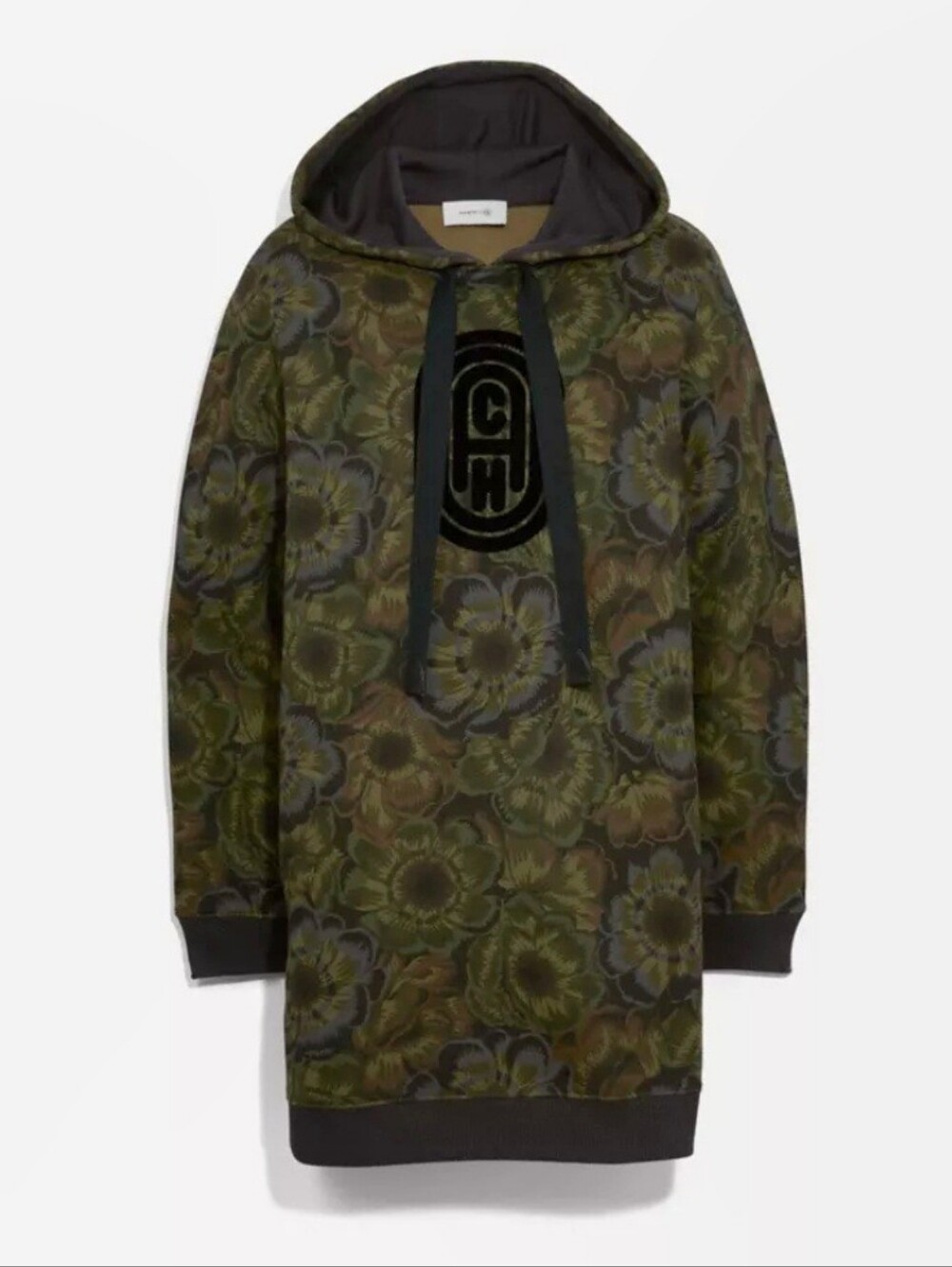 Coach X Kaffe Fassett Black Print Floral Sweatshirt Hoodie Dress - S